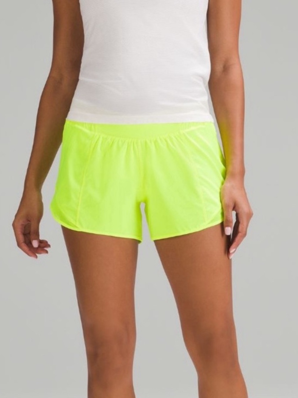 Lululemon Hotty Hot Low Shorts size 10 highlight yellow 3.5 inch inseam